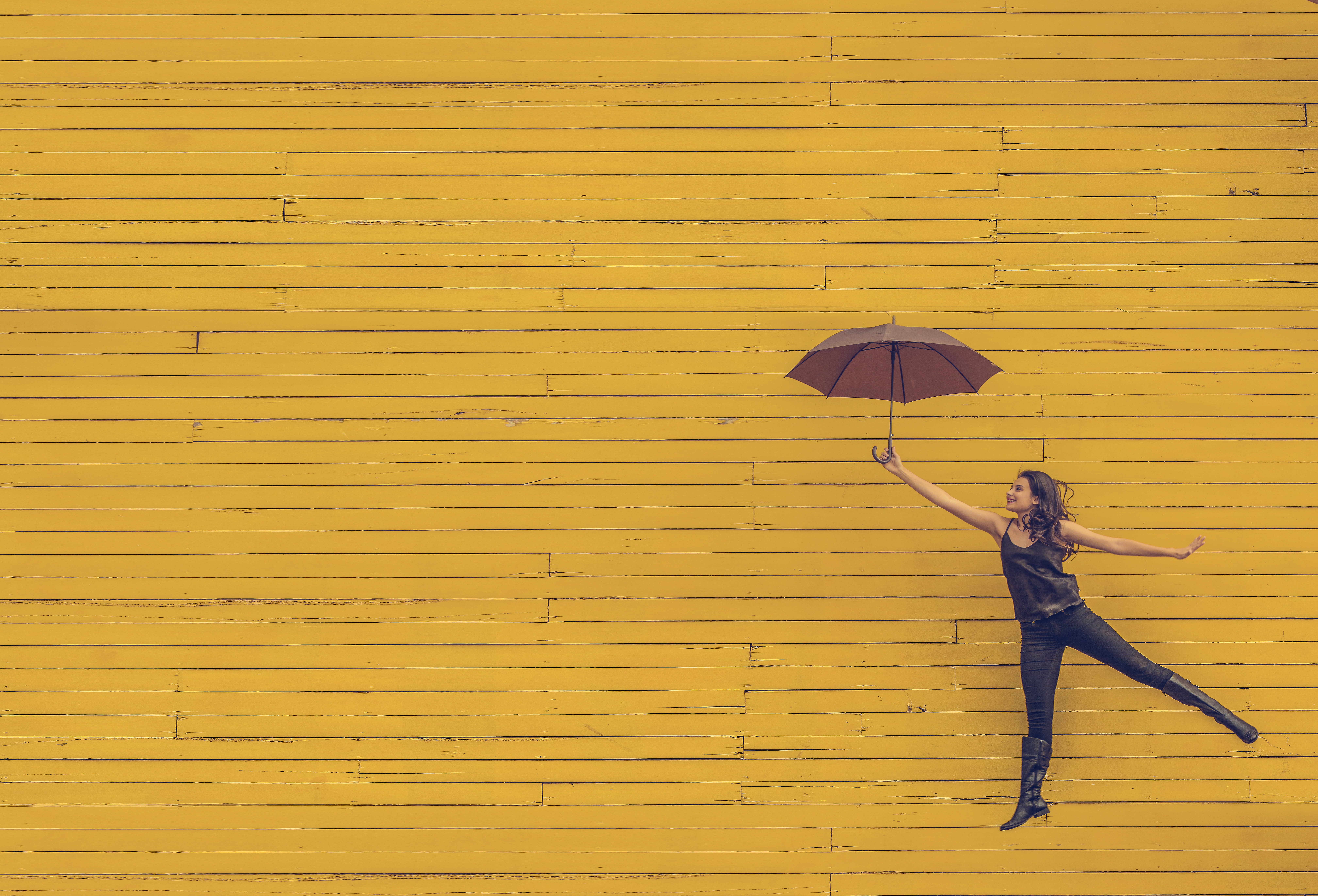picture of happy girl with umbrella